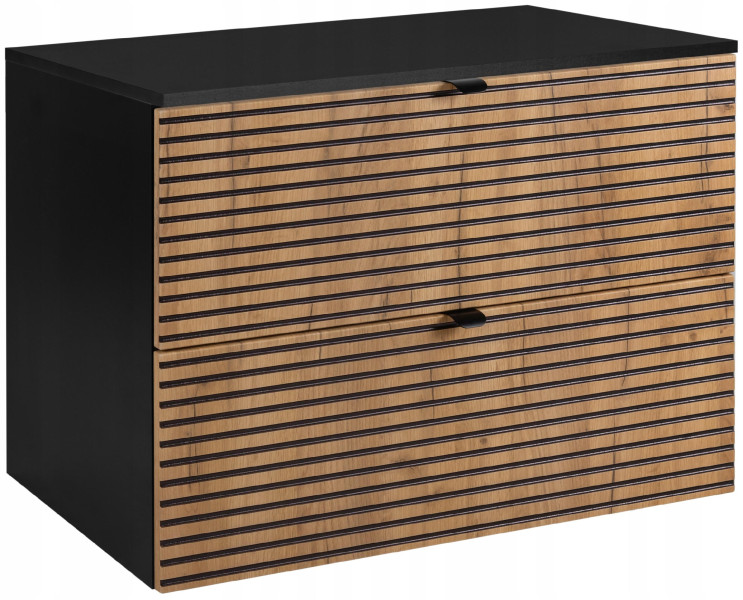 LOFT Szafka łazienkowa 80 czarna/craft z blatem czarnym