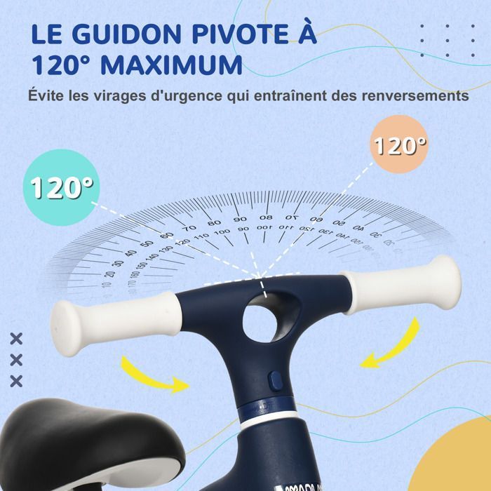 Bicicleta de equilibrio AIYAPLAY para niños - asiento ajustable, 2 ruedas, sin pedales - para bebés de 18 a 36 meses - hasta 25 kg - azul