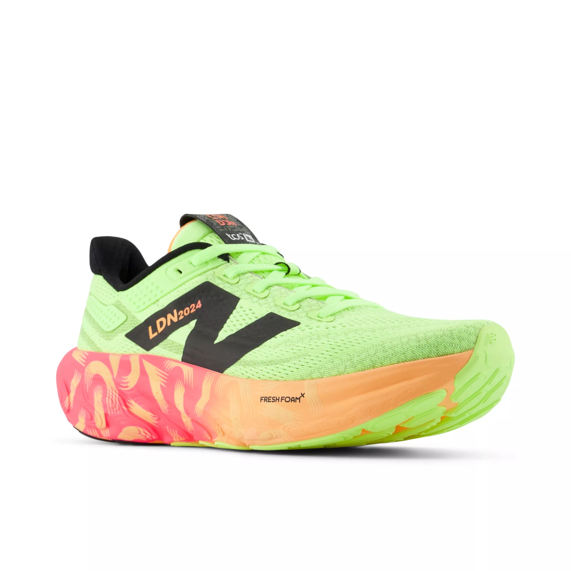 TCS London Marathon Fresh Foam X 1080 v13 Bleached lime glo con hot mango e neon pink