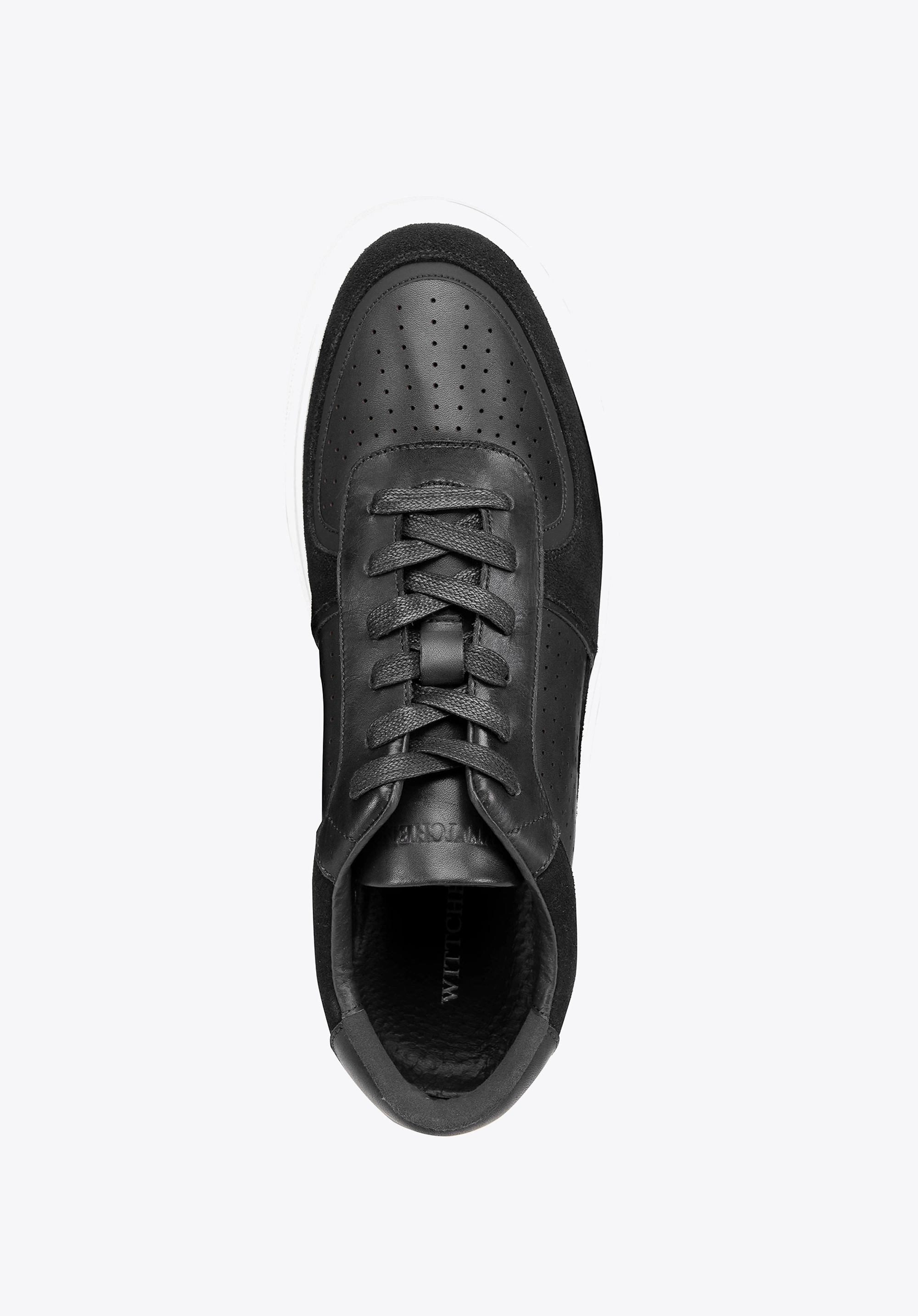 Męskie sneakersy ze skóry z perforacjami czarne
