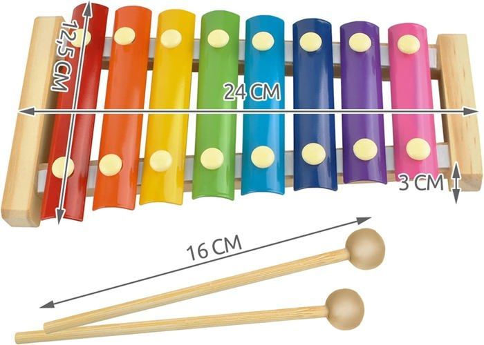 Wooden Xylophone Musical Toy for Children with 8 Keys and Tones + 2 Mallets
