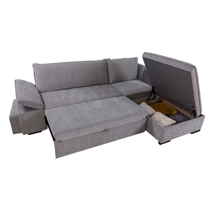 ALYA Canapé d'angle reversible convertible Gris ASH (tissu tissé plat )  - Taille M - 4/5 places - 255 x 148 x 88 cm