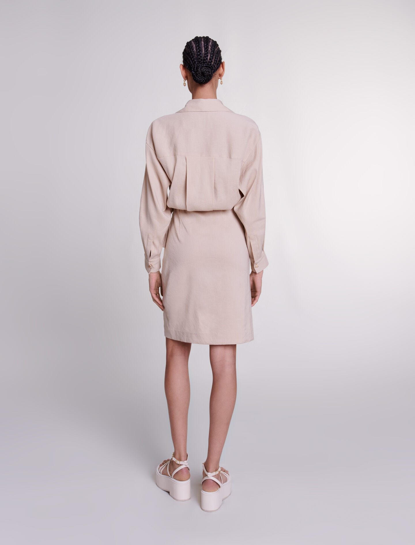 Linnen midi-jurk - Beige