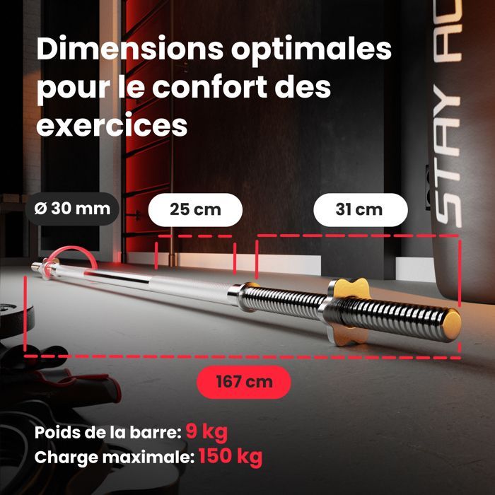 Hop-Sport 59kg Hantelset mit 167cm Langhantel und Gewichtsscheiben für Krafttraining (4 x 10kg, 2 x 5kg)