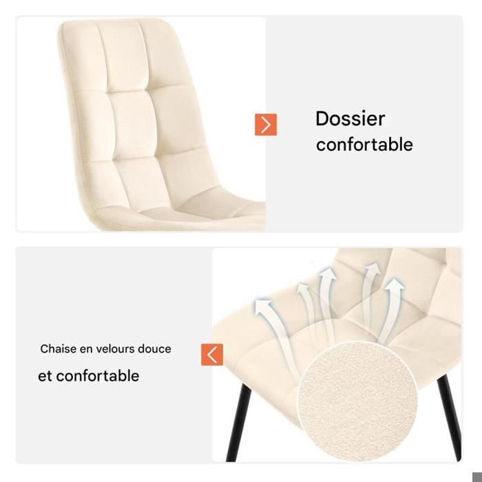Table à Manger avec 4 chaises, Set Table et Chaise Cuisine Salon Moderne, chaises en velours beige, pieds de table dorés