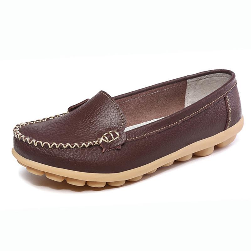 Nuove scarpe da donna in vera pelle, casual, morbide, basse, mocassini da donna, scarpe da infermiera