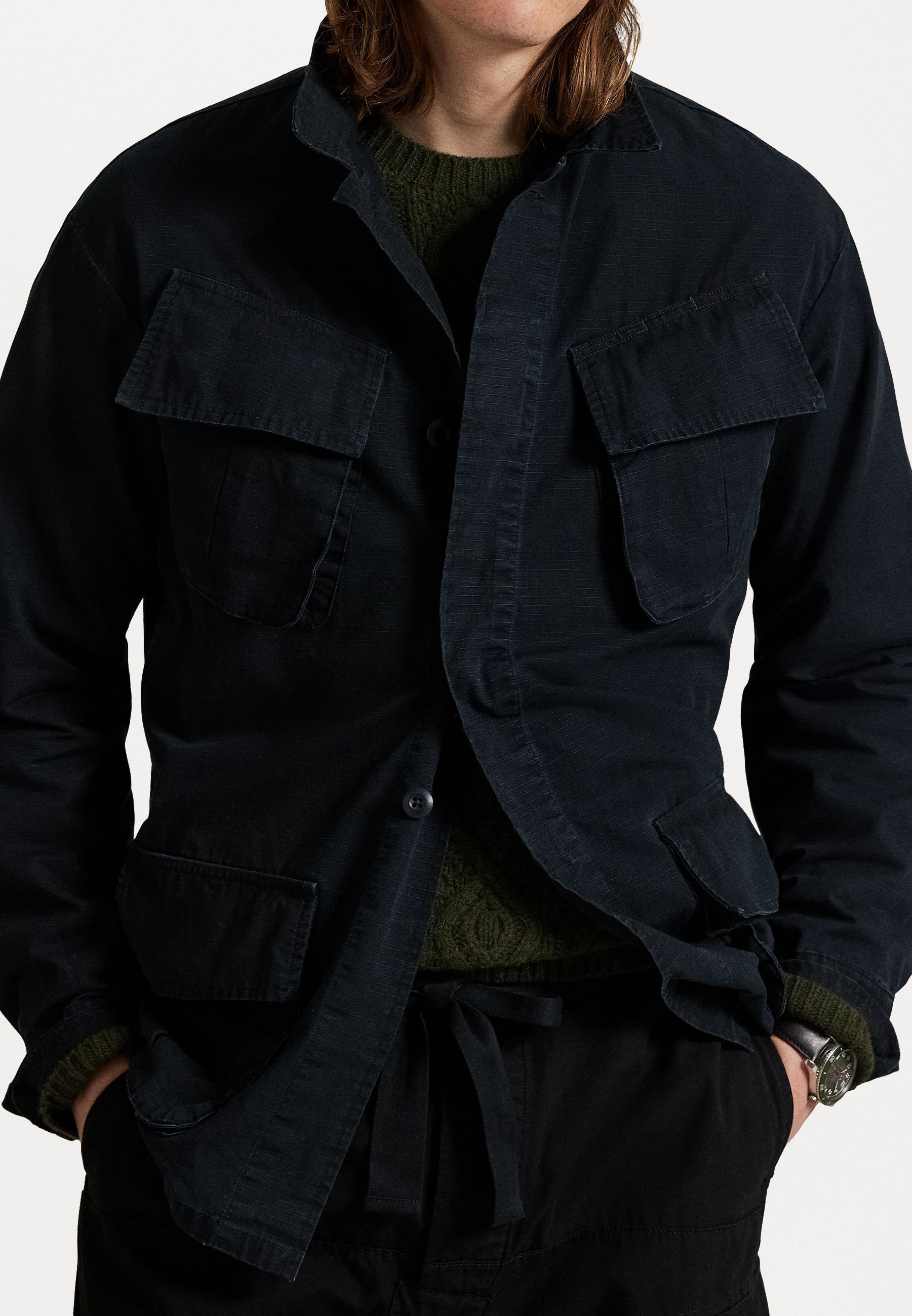 Polo Ralph Lauren RIPSTOP UTILITY OVERSHIRT - Giacca estiva - polo nera