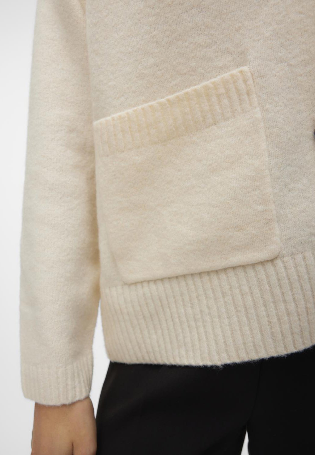 Vero Moda BOOM LS V-HALS MET KNOPENNEUS - Cardigan - Berkenmix