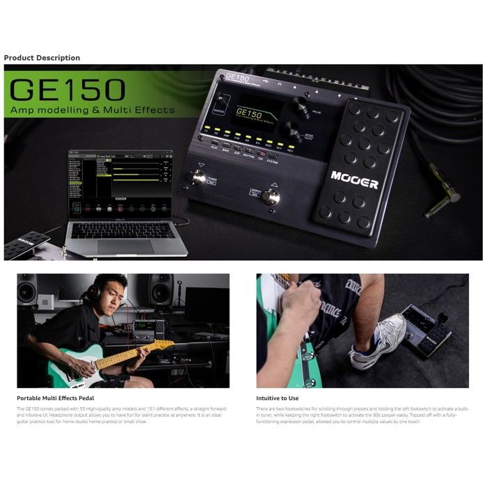 Pedal multiefectos para guitarra - RNCYN - GE150 - Múltiples efectos de sonido - Grabación - Actuación en directo