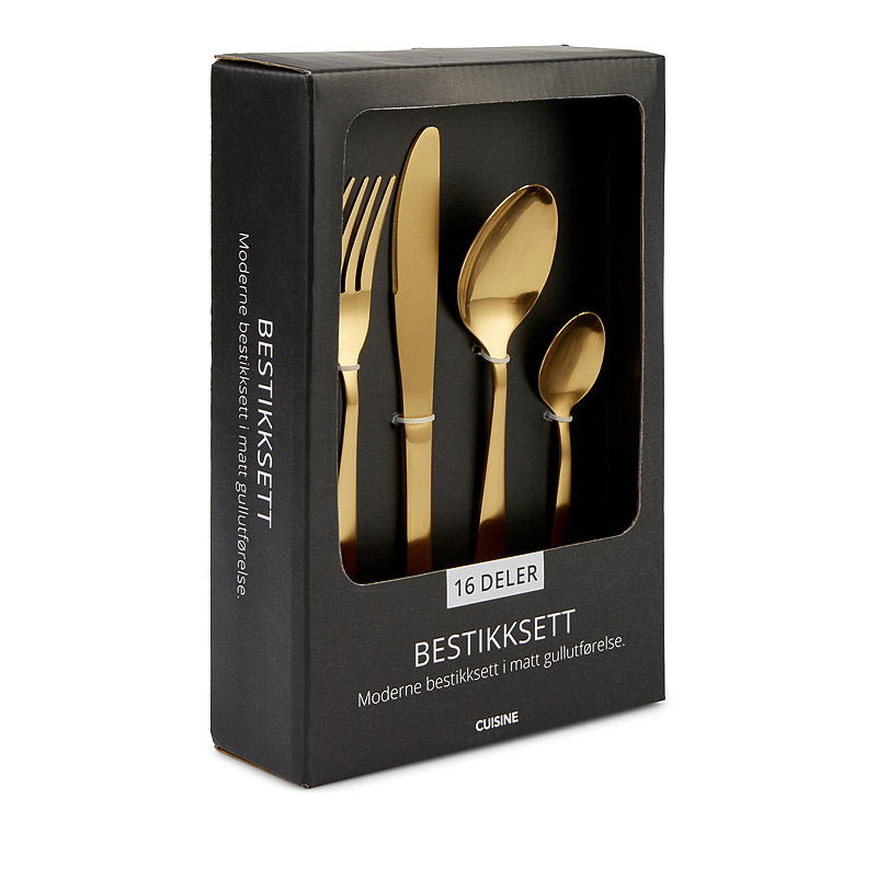 Set di posate da cucina da 16 pezzi, oro opaco
