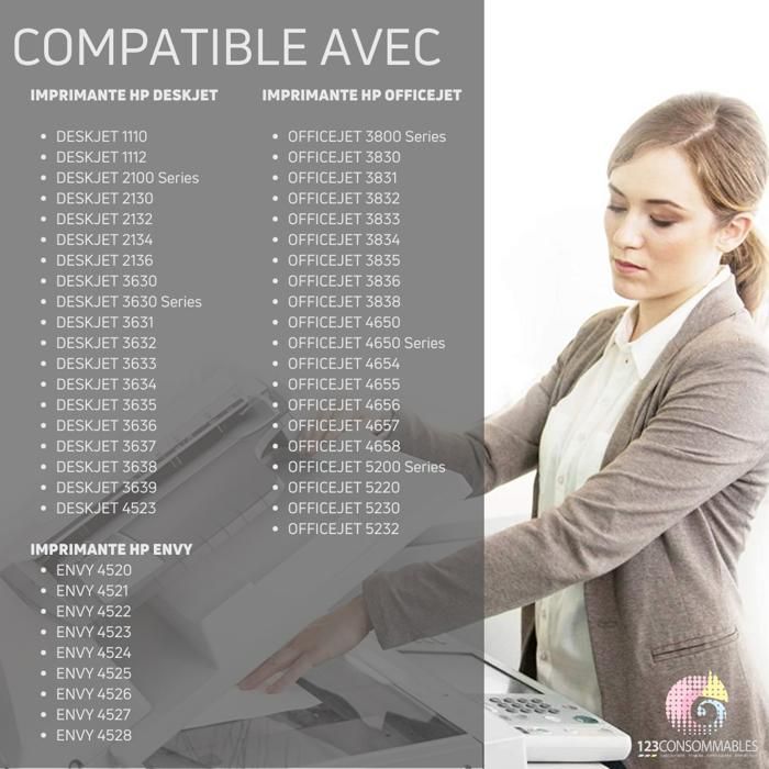 123CONSOMMABLES - 302XL - Cartouches d'encre Compatible avec HP 302 XL (Noir et Couleur), sans Niveau, Grande Capacité, pour DeskJe