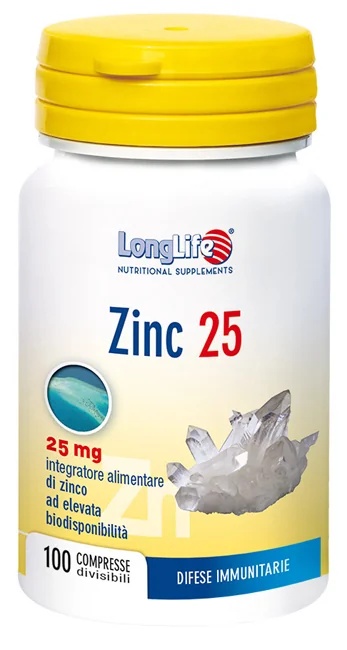 LONG LIFE Longlife Zinc 25 mg 100 comprimés Complément alimentaire à base de zinc