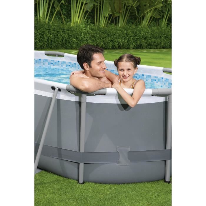 Kit Piscine hors sol tubulaire BESTWAY - Steel Pro MAX™ - 305 x 200 x 84 cm - Ovale + Robot Quartz
