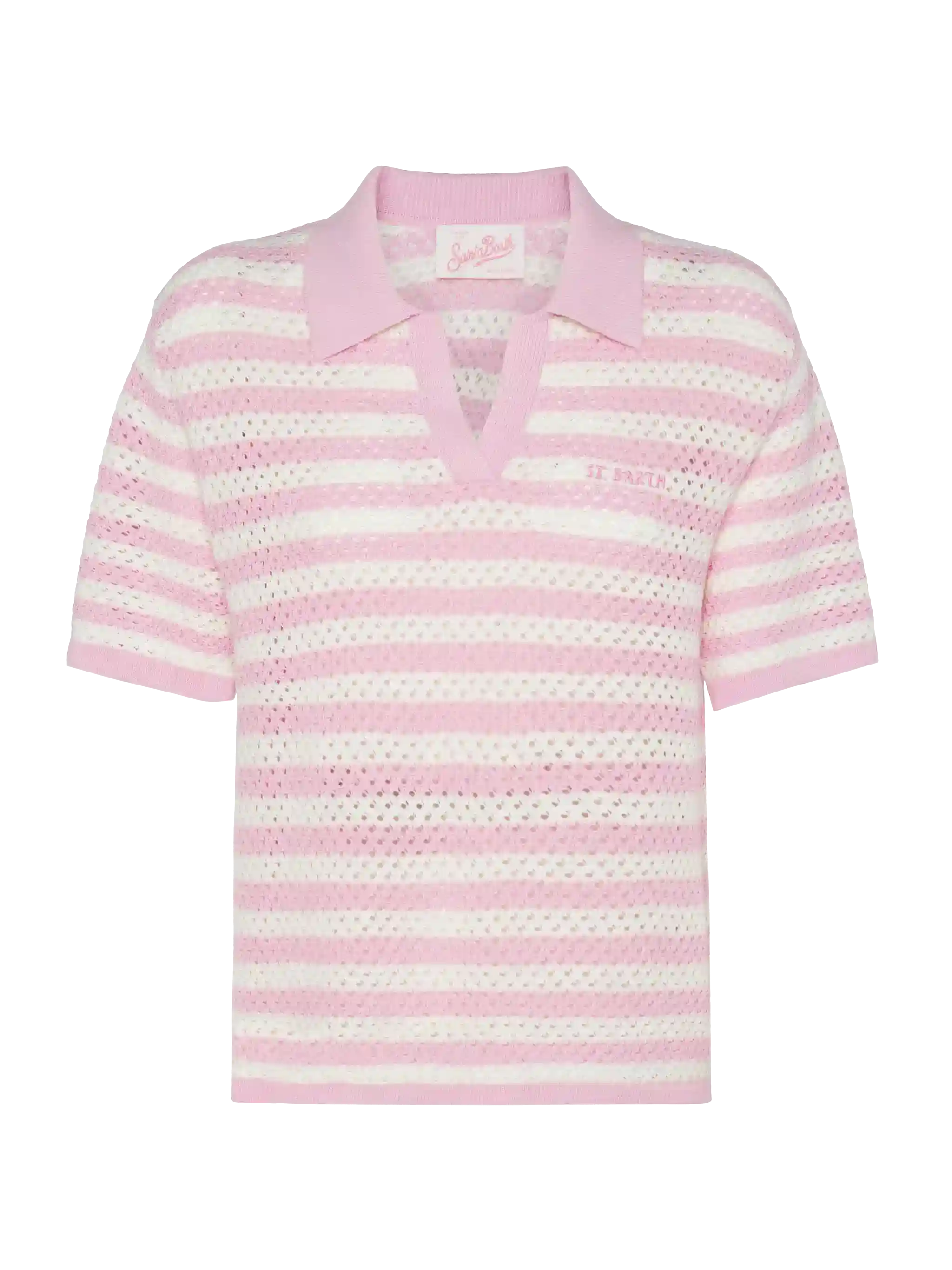 Polo in maglia a righe rosa Pixie