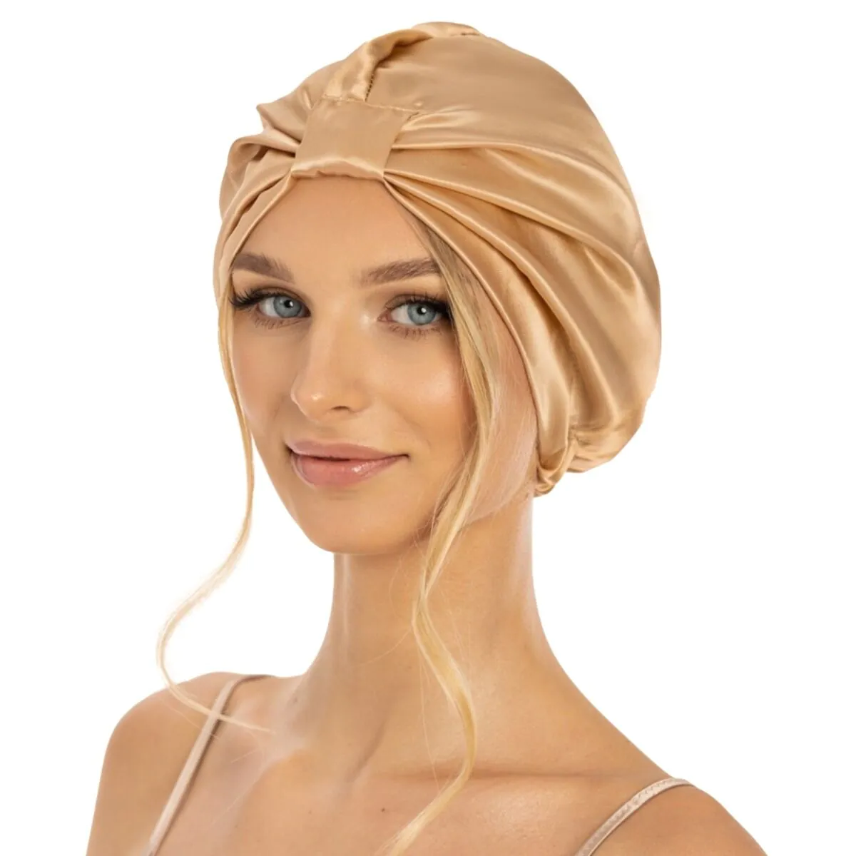 Cat&Cat Jedwabny Turban do włosów Beżowy