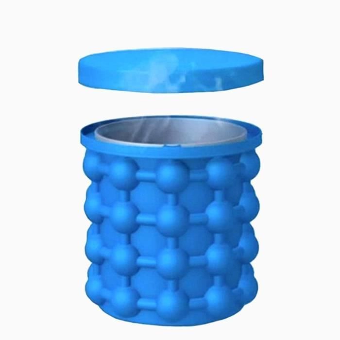 Nevera portátil para vino 2 en 1 - Cubitera de silicona - Doble cámara - Capacidad para 120 cubitos de hielo - Azul