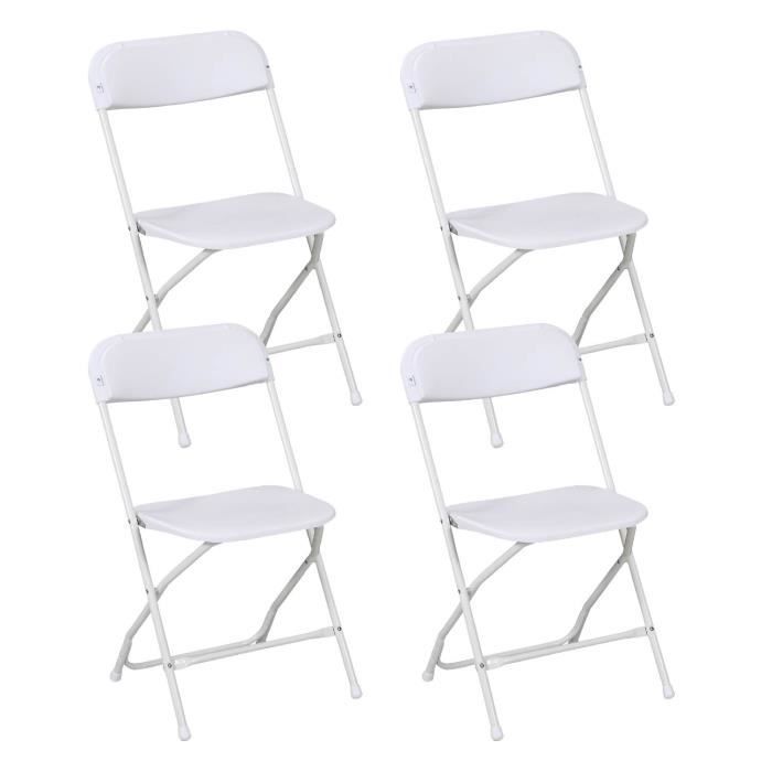Klapstoel - 7H SEVEN HOUSE - Set van 4 - Wit - Staal en kunststof - 49x44,5x80,5 cm