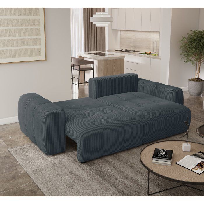 Convertible corner sofa - 4-seater - BRANDON - Anthracite Grey Fabric - 242 x 144 x 86 cm