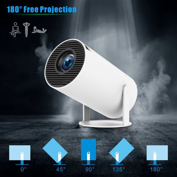 Minikokoinen kannettava 4K-projektori Wi-Fi 6:lla ja Bluetooth 5.0:lla, Android 11 720P - Valkoinen