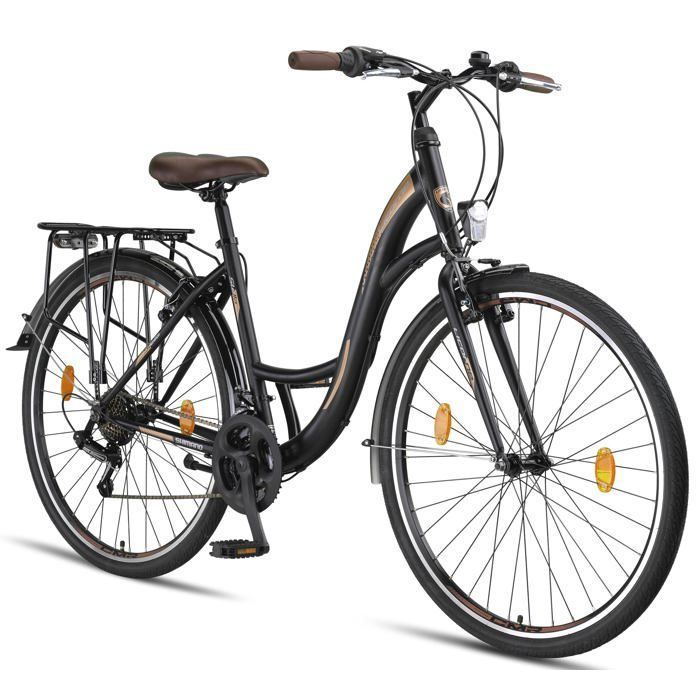 Licorne Bike Stella Premium City Bike 24,26 et 28 pouces – Vélo hollandais, Garçon [Noir, 28]
