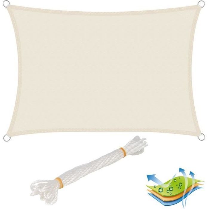 Vela de sombra rectangular de poliéster WOLTU, protección solar con protección UV para jardín o camping, 2x3 m,