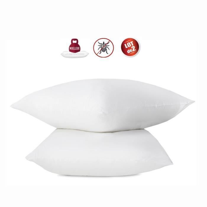 Set di 2 cuscini antiacaro - 60 x 60 cm - 100% cotone trattato Biome® - ABEIL