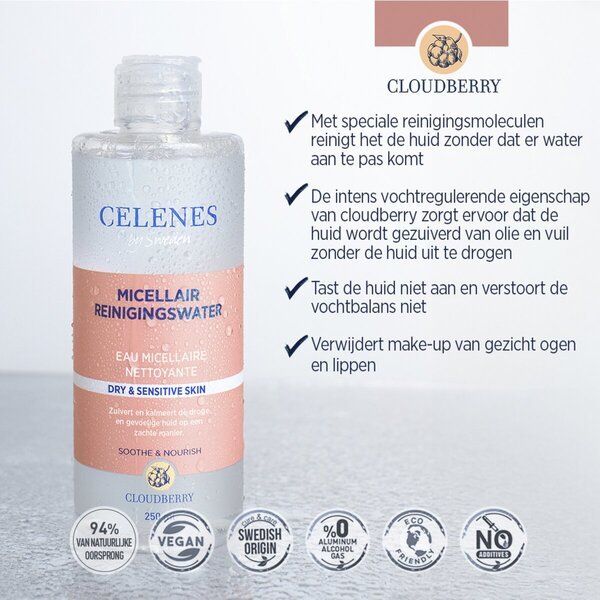 „Celenes By Sweden“ micelinis vanduo<br>250 ml – visiems odos tipams