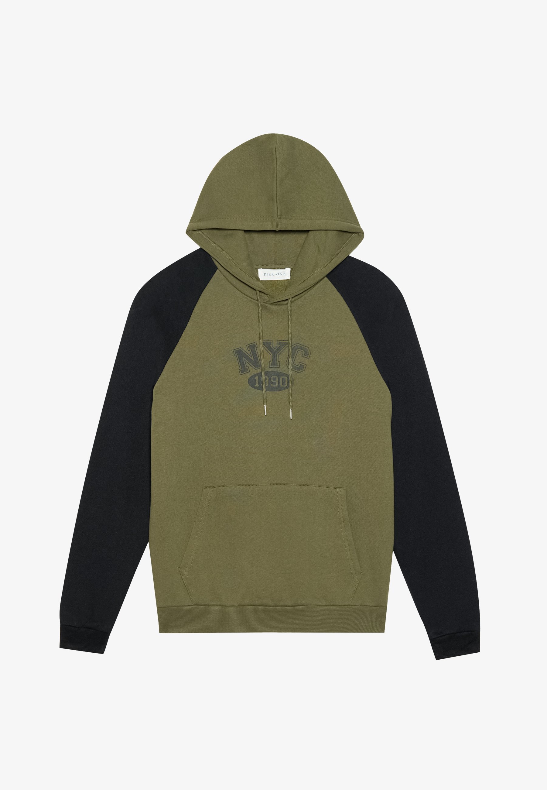 Pier One Hoodie - donker olijfgroen/diepzwart