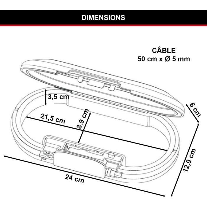 Mini Cofre Portátil - MASTER LOCK - 5900EURDWHT - Com Cabo - Fechadura de Combinação - Branco