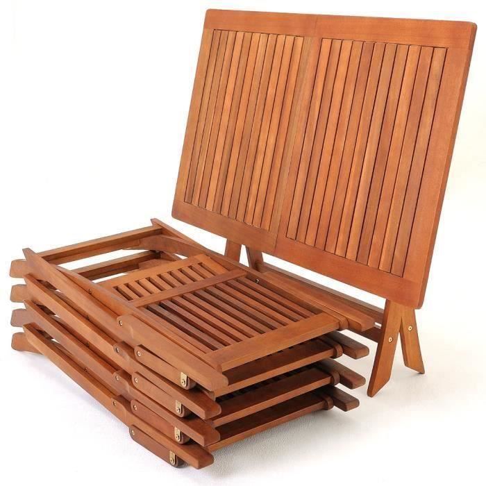 Ensemble de jardin Sydney Komfort en bois d'acacia certifié FSC® Ensemble table et 4 chaises pliables Salon de jardin