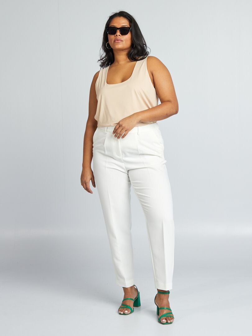 Microfiber tanktop met vierkante halslijn - BEIGE