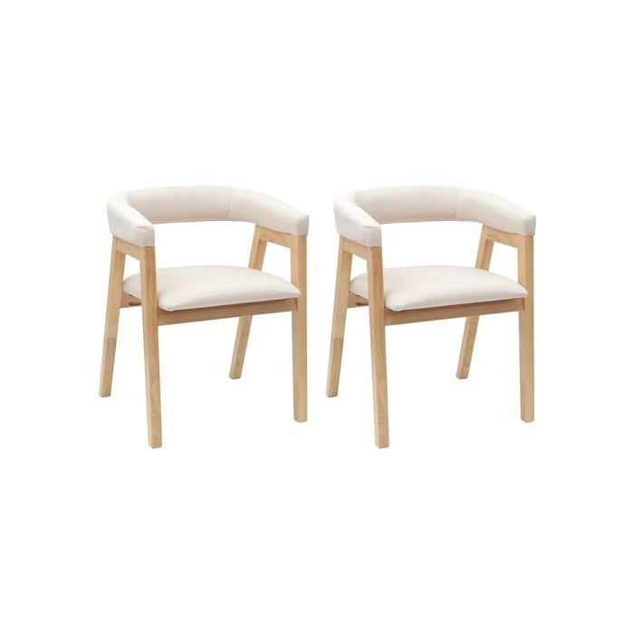 Chaises de salle à manger en bois de caoutchouc - vidaXL - Naturel - 54x57x73 cm - Accoudoirs rembourrés