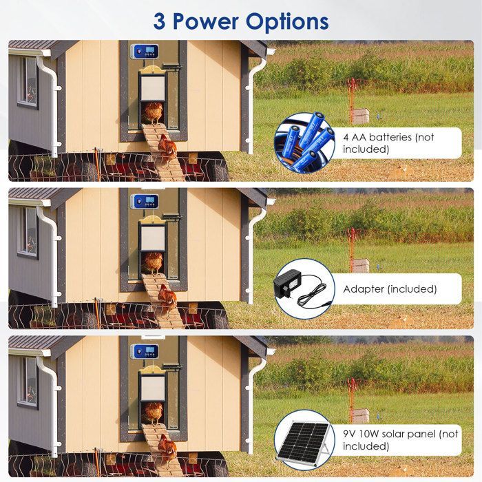 Porte Automatique poulailler,Automatique Etanche,Automatique 4 Modes de contrôle Autonomie de 6 Mois et 3 Options d'alimentation