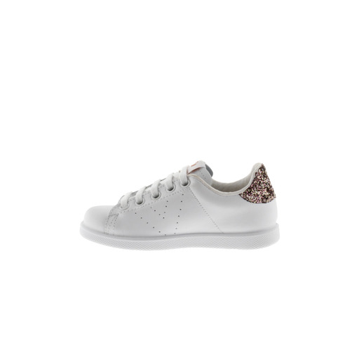  Zapatillas De Piel Blanca Victoria Tenis Con Trasera De Glitter Y Logotipo Troquelado
