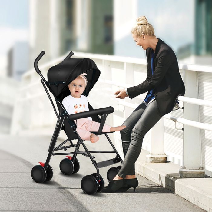 Passeggino compatto SUPFINE per bambini dai 6 mesi in su (fino a 15 kg), pieghevole, con capottina e zanzariera.