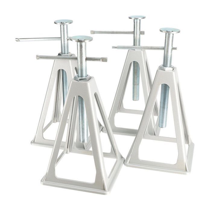 Set van 4 aluminium caravansteunen, 900 kg draagvermogen per steun.