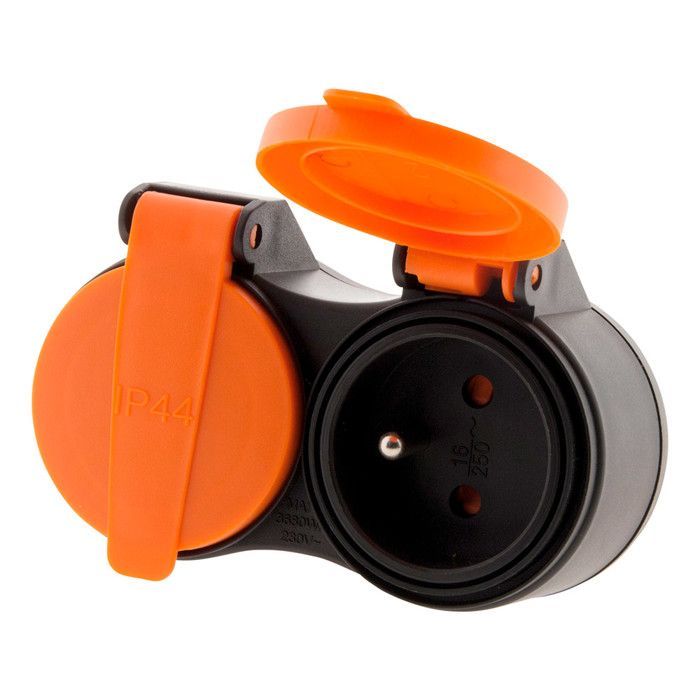 Cable alargador impermeable de 2 tomas con cubierta, color naranja, 2P+E H07RN-F, 3x1,5 mm², 10 m - Zenitech