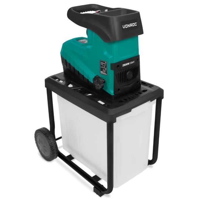 Tuinversnipperaar - 2800W – Stille inductiemotor – Versnippert tuinafval tot Ø45 mm – Opvangbak van 60 liter
