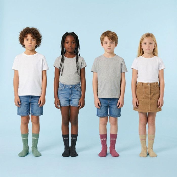 Calcetines de lentejuelas para niñas OZABI con mensaje humorístico 3762 Paquete de 4 pares A