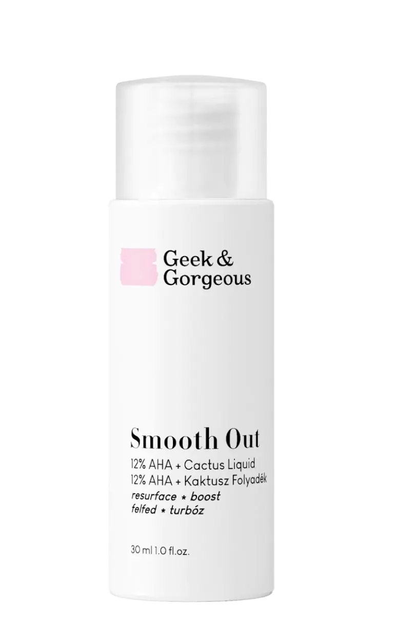 Geek & Gorgeous Smooth Out Silny eksfoliator z 12% kwasami AHAi kojącą opuncją figową
