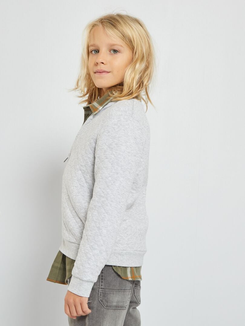 Trui met ritssluiting van jersey - GRIJS