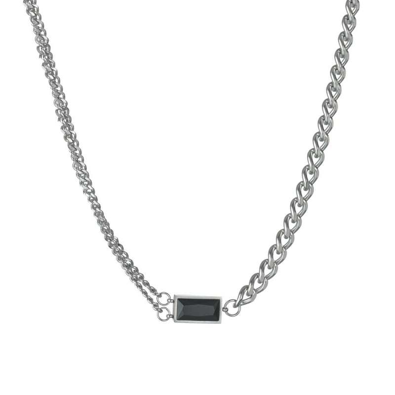 Collier ras-de-cou en acier inoxydable avec zircon cubique et chaîne cubaine, bijou charmant pour femme, cadeau porte-bonheur.