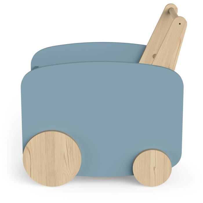 Chariot de rangement à roulettes - FIRMIANA - Style scandinave - Bleu orage et bois naturel - 49,8 x 35 x 52,5 cm - DEMEYERE