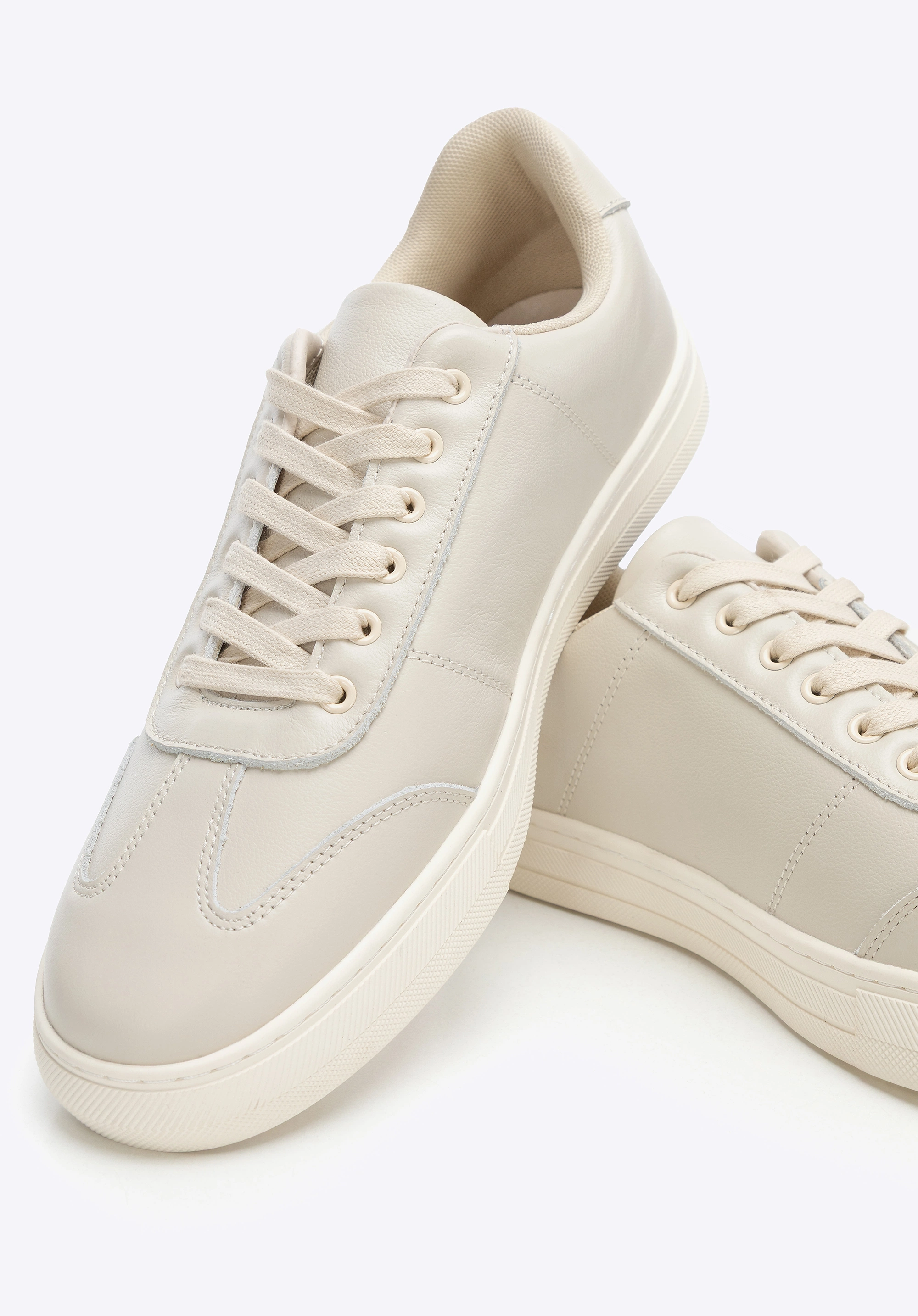 Męskie sneakersy ze skóry licowej beżowe