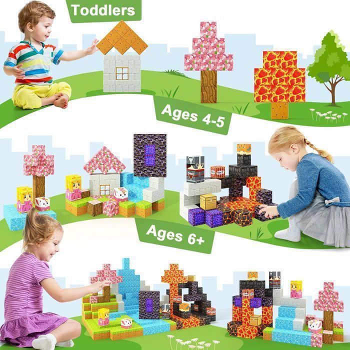Bloques de construcción magnéticos de 150 piezas para niños, a partir de 3 años, bloques cúbicos magnéticos para niños y niñas.