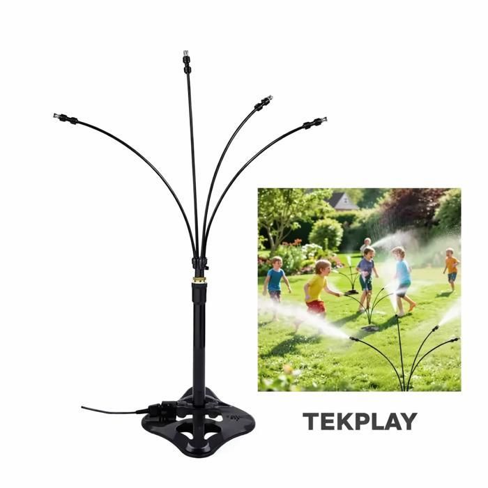 Sistema de nebulización exterior de 110 cm con soporte y 4 cabezales – TEKPLAY – Aspersor para jardín y patio