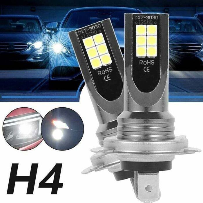 Bombillas LED H4 para faros de coche - PZCC - Paquete de 2 - 50W - 14000 lm - 6000–6500K - IP68 Resistente al agua