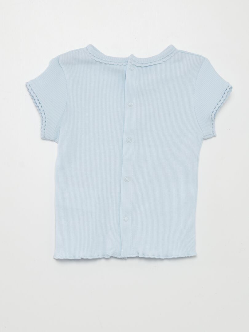 Geribbeld T-shirt - BLAUW
