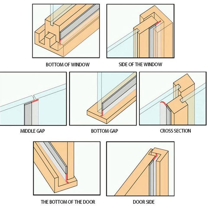 Adhesive Door Bottom Strip, 8M x 25MM Transparent Flexible Silicone Sealing Strip, Waterproof Adhesive, Noise Insulation