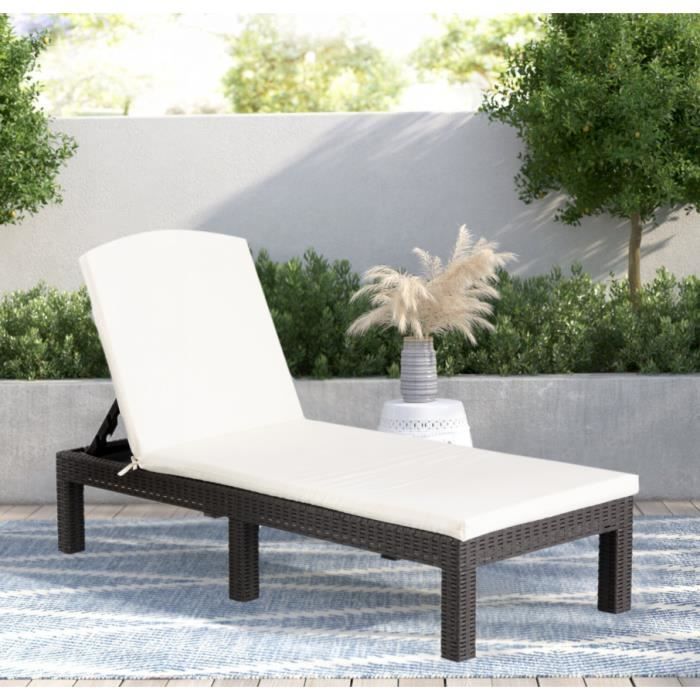 Bain de soleil - Chaise longue - Gris Sparkle - Résine imitation rotin - Dossier réglable - Confort optimal